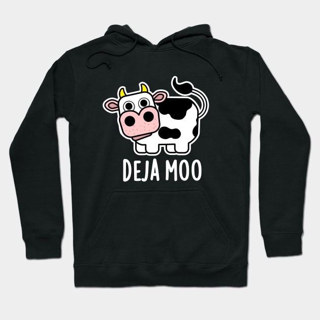 Deja Moo Cute Cow Pun Hoodie by punnybone